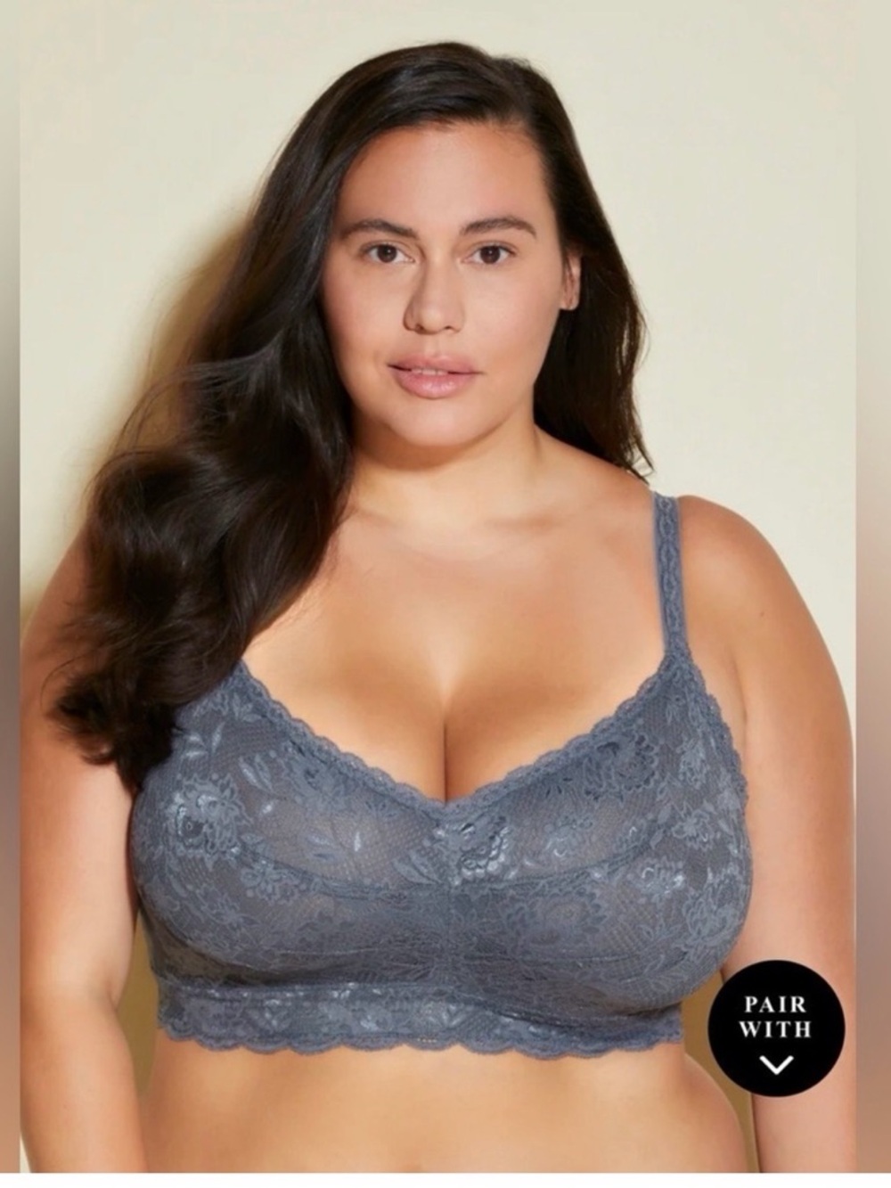 XL Cosabella Curvy Sweetie Sift Bra Gray Floral Lace Longline in Anthracite - Picture 7 of 16